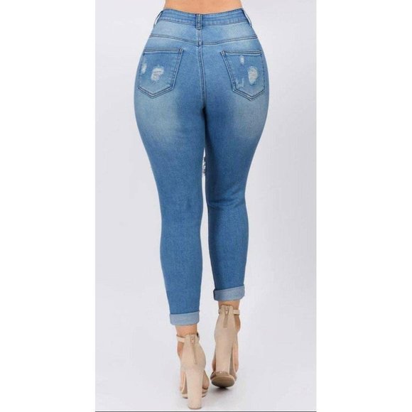 Becca High Waist Roll Up Skinny Jeans (Sizes up to - Picture 3 of 4